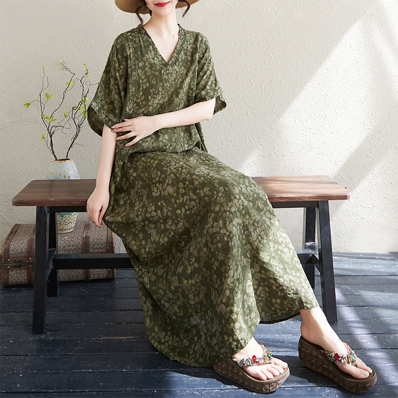 Summer V-Neck Loose Cotton Lin - Linen Dress Wrap 评论和价格