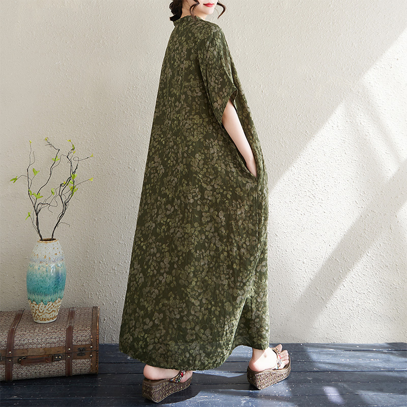 Summer V-Neck Loose Cotton Lin - Linen Dress Wrap 评论和价格