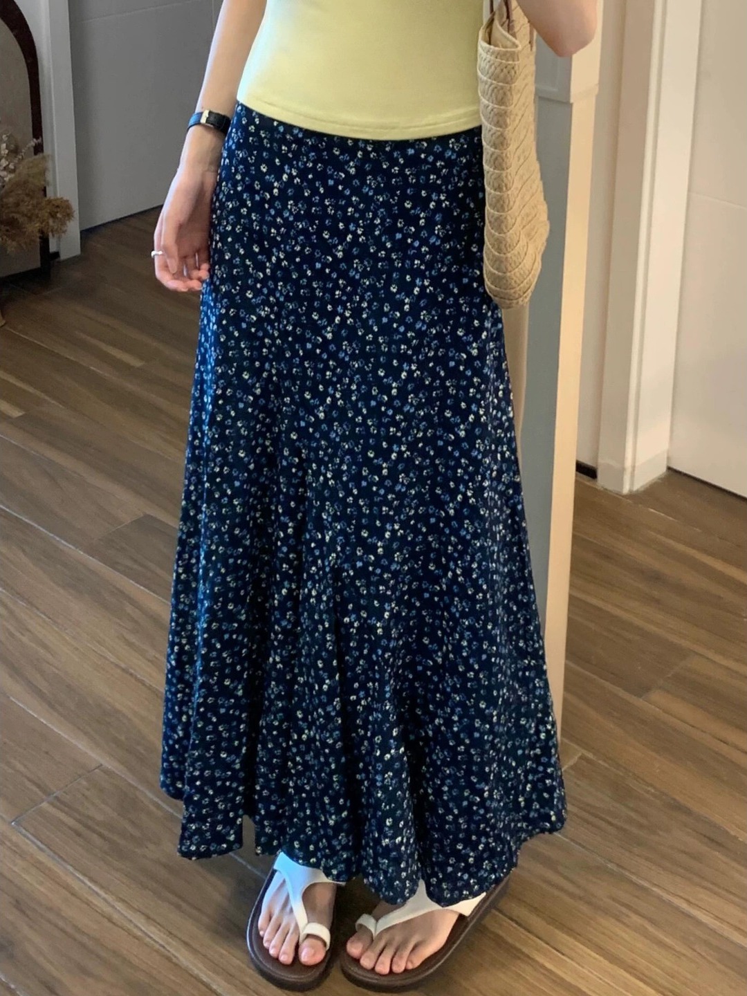 plus Size Floral Print A-Line  - Midi Skirt Floral 评论和价格