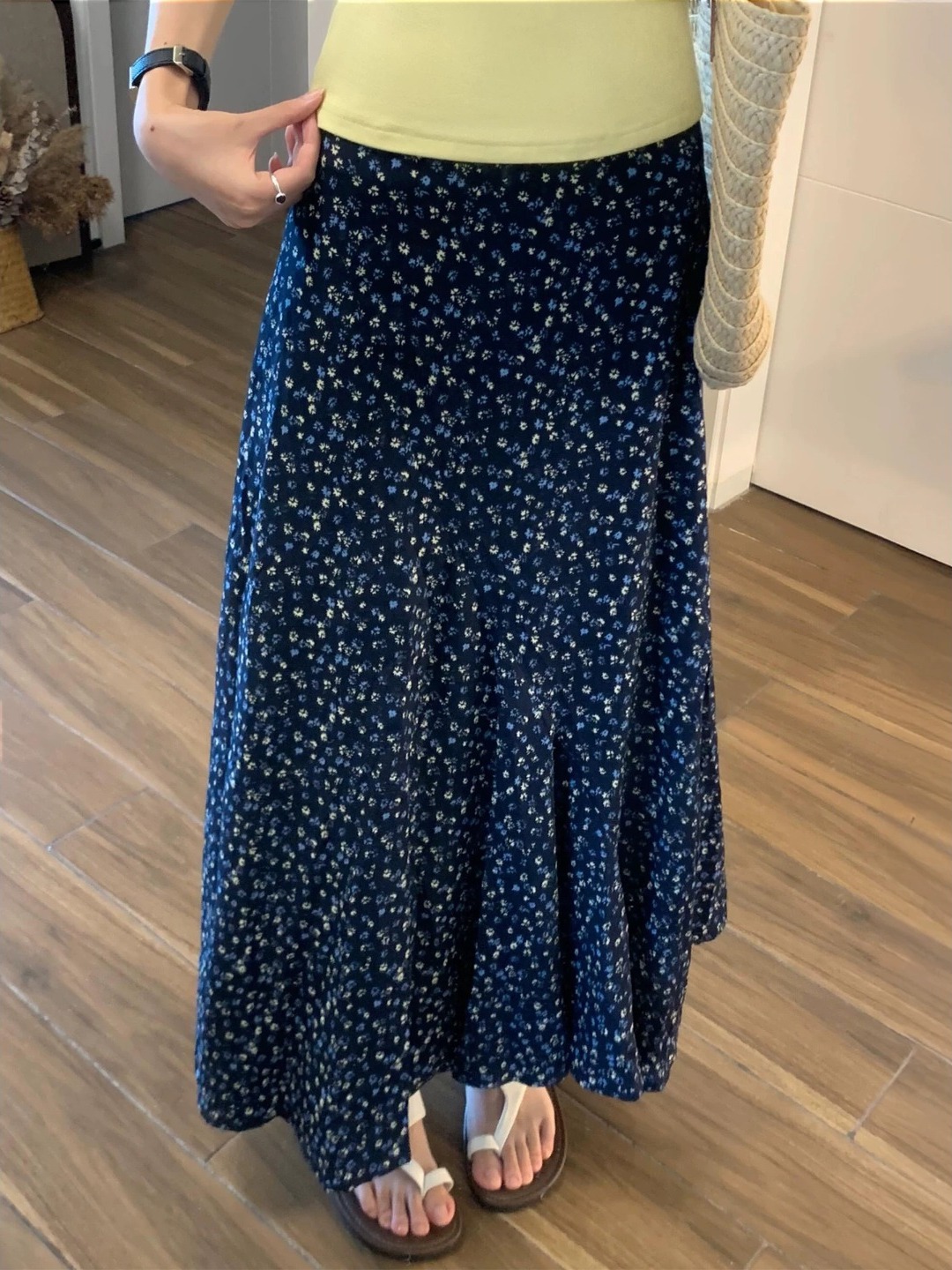 plus Size Floral Print A-Line  - Midi Skirt Floral 评论和价格