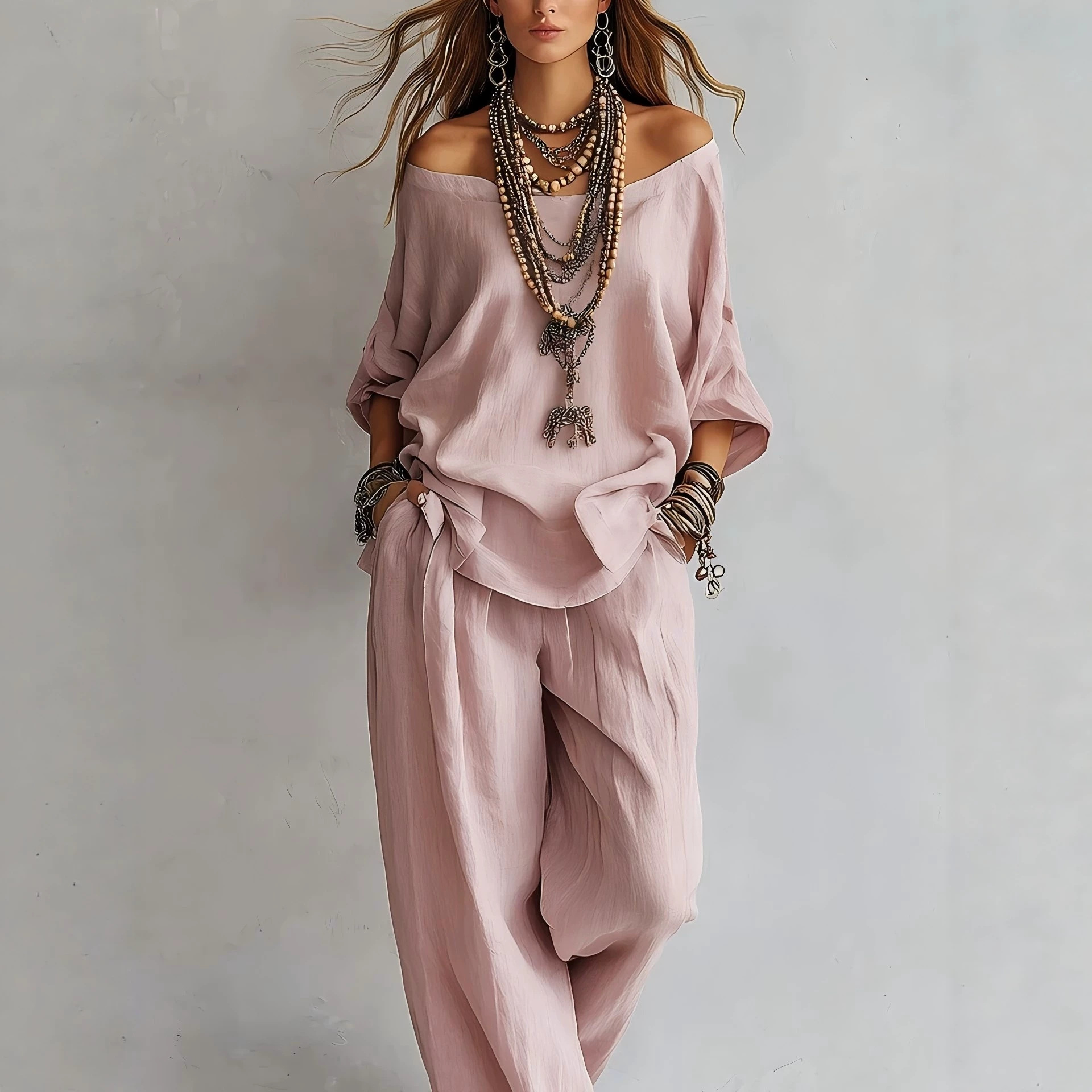 Casual Loose Linen Seven Sleev - Linen Pant Wide 评论和价格