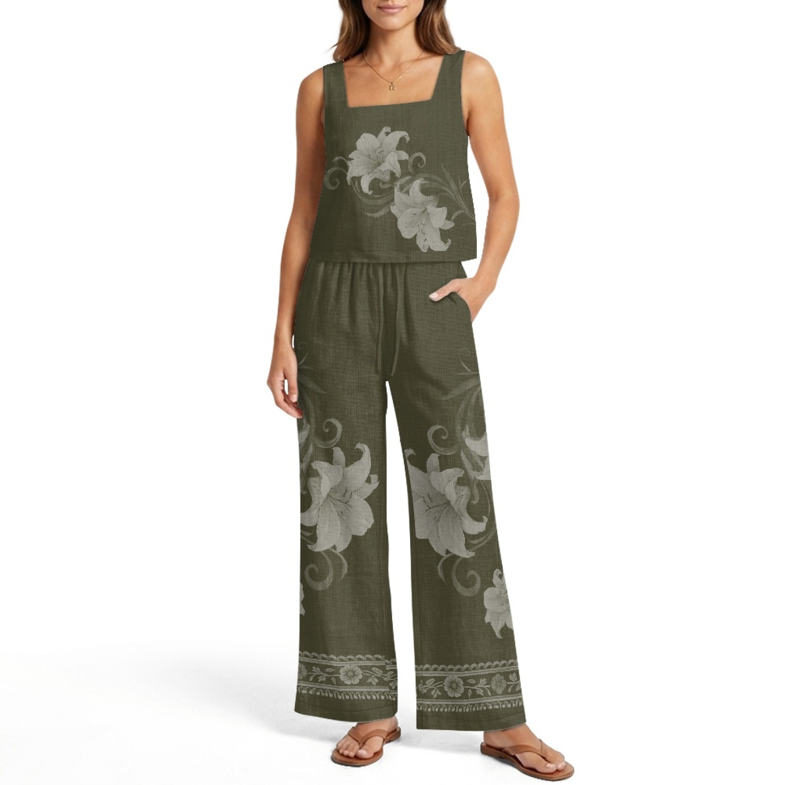 INSTANTARTS Women’s Linen Vest - Linen Pant Wide 评论和价格