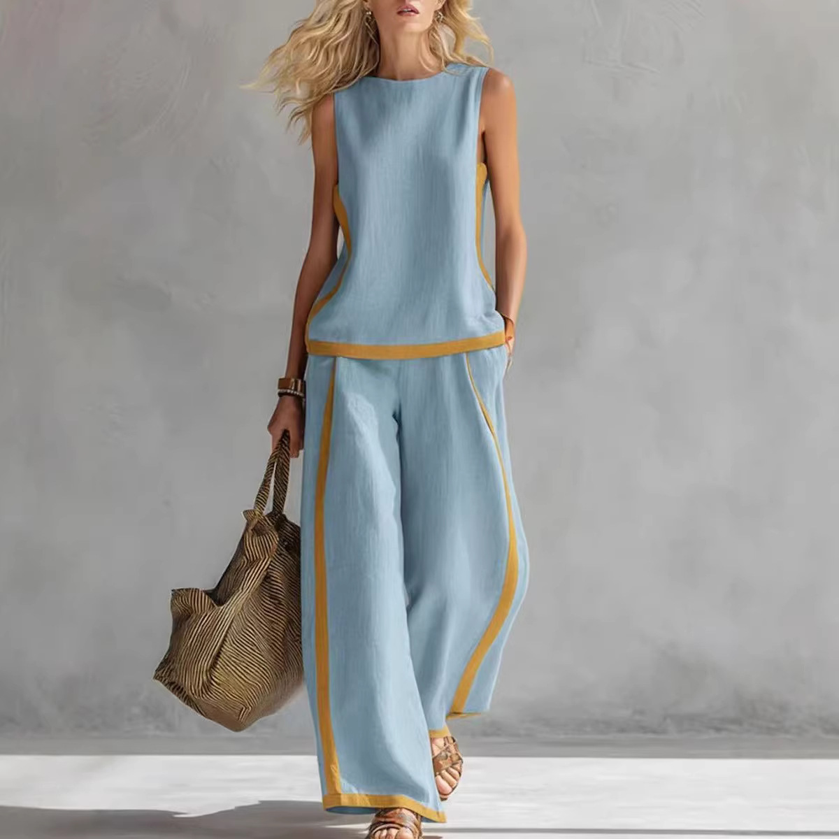 Women Linen 2 Piece Sets Color - Linen Pant Wide 评论和价格